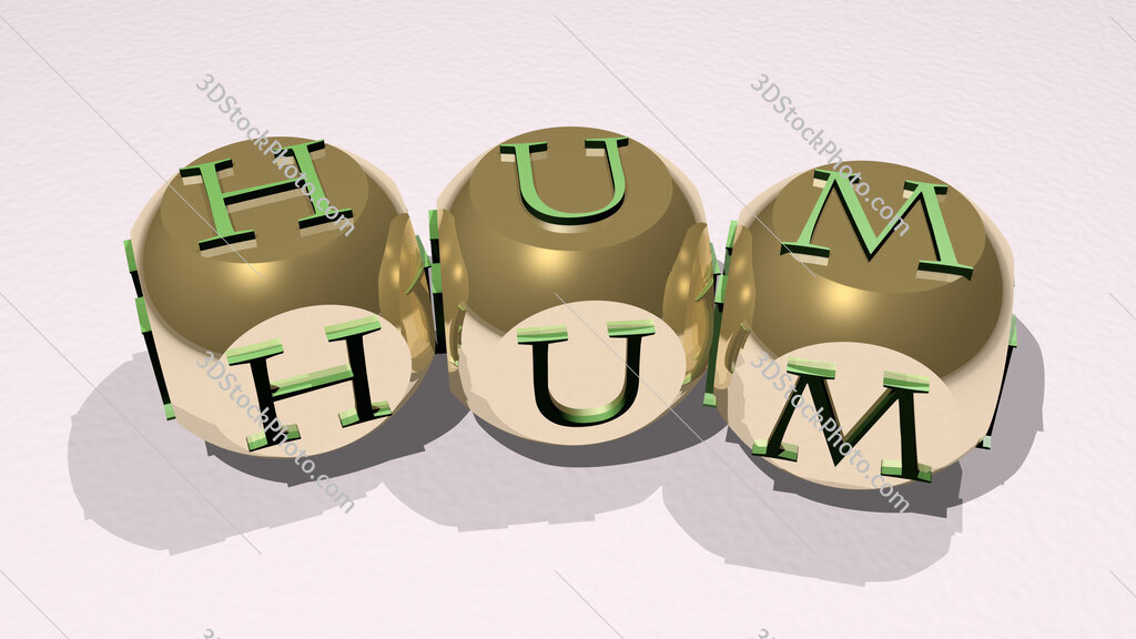 Hum text of dice letters with curvature