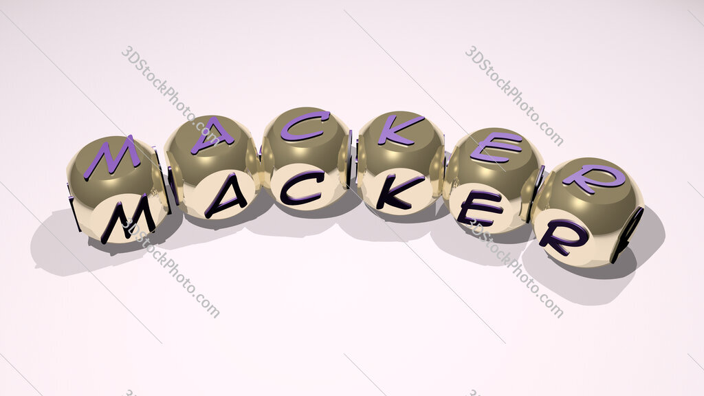 Macker text of dice letters with curvature