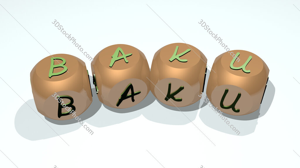 Baku text of dice letters with curvature