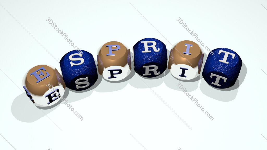 Esprit text of dice letters with curvature