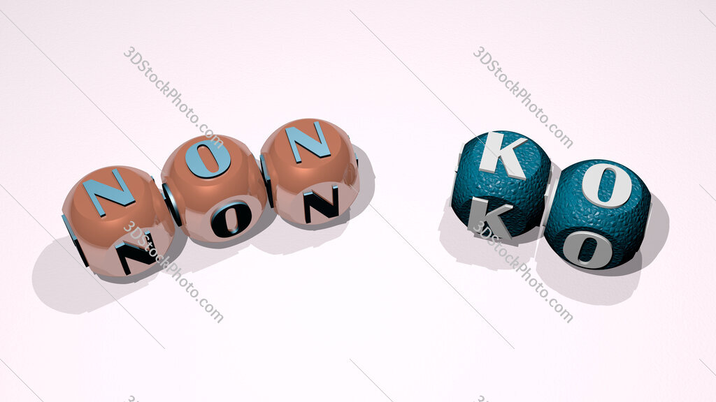 Non Ko text of dice letters with curvature