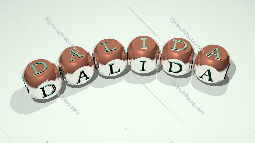 Dalida text of dice letters with curvature
