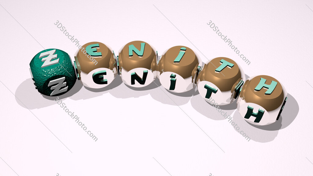 zenith text of dice letters with curvature
