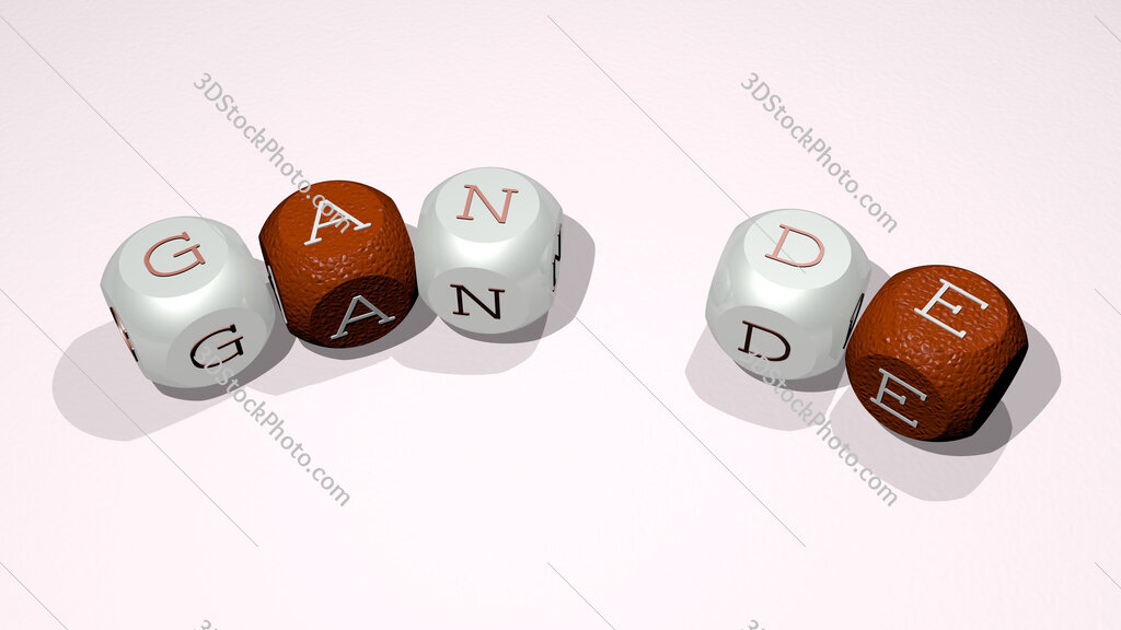 Gan De text of dice letters with curvature