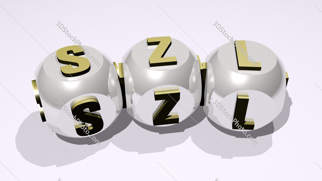 SZL text of dice letters with curvature
