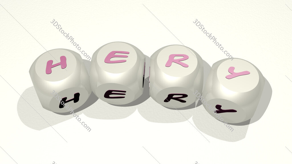 Hery text of dice letters with curvature