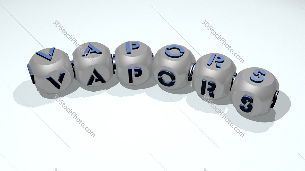 Vapors text of dice letters with curvature