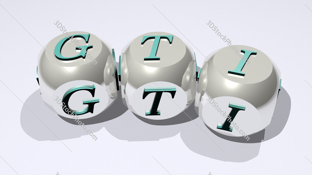 GTI text of dice letters with curvature