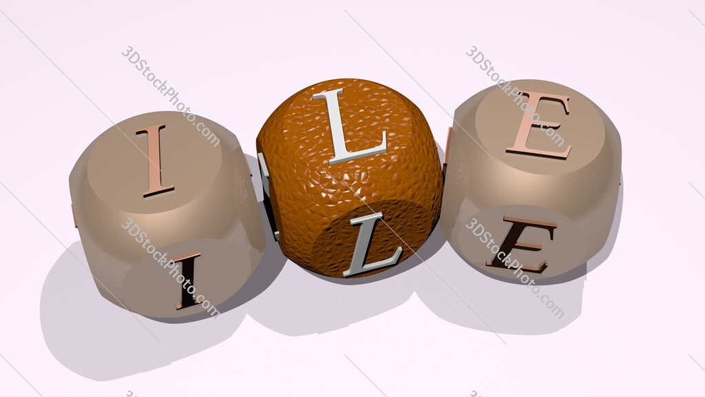 Ile text of dice letters with curvature