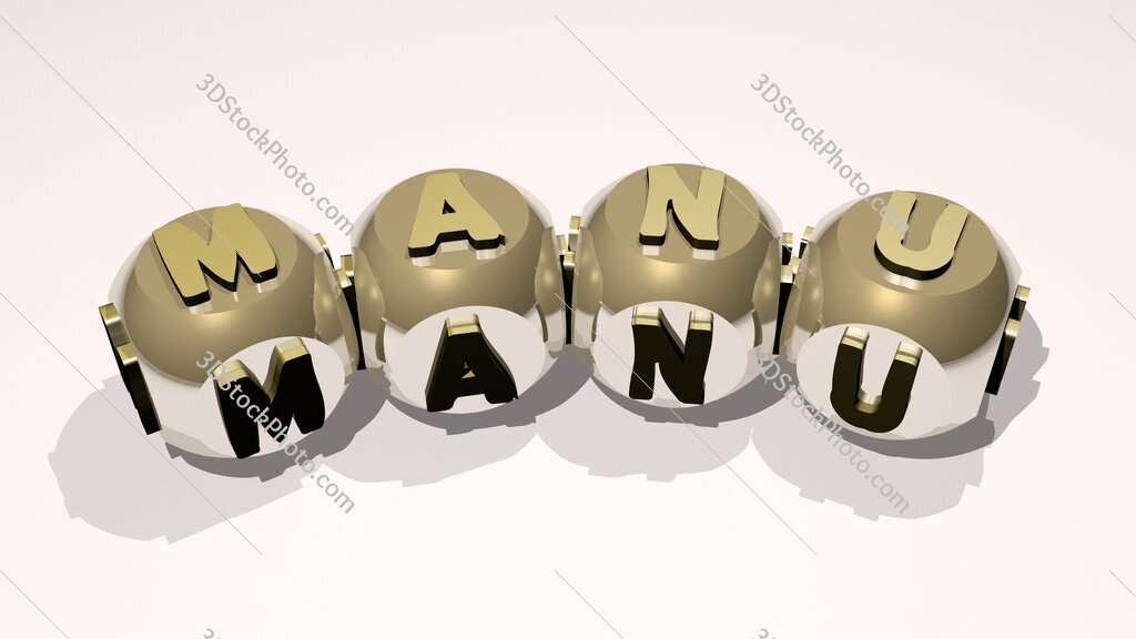 Manu text of dice letters with curvature