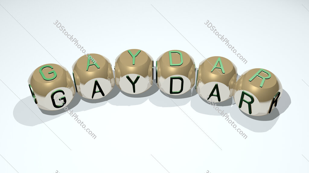 gaydar text of dice letters with curvature