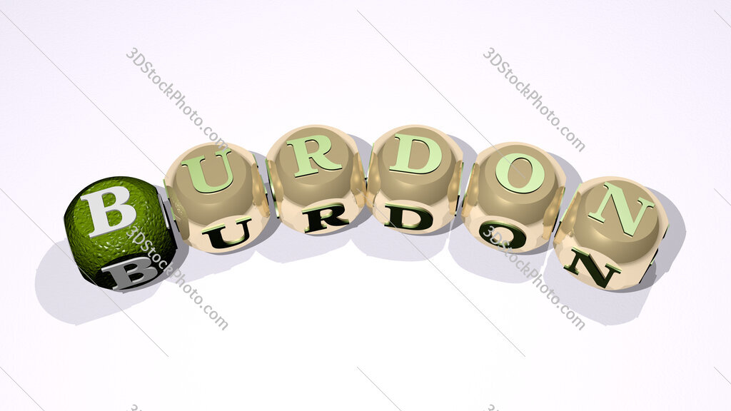 Burdon text of dice letters with curvature