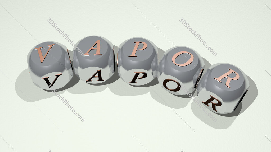 vapor text of dice letters with curvature