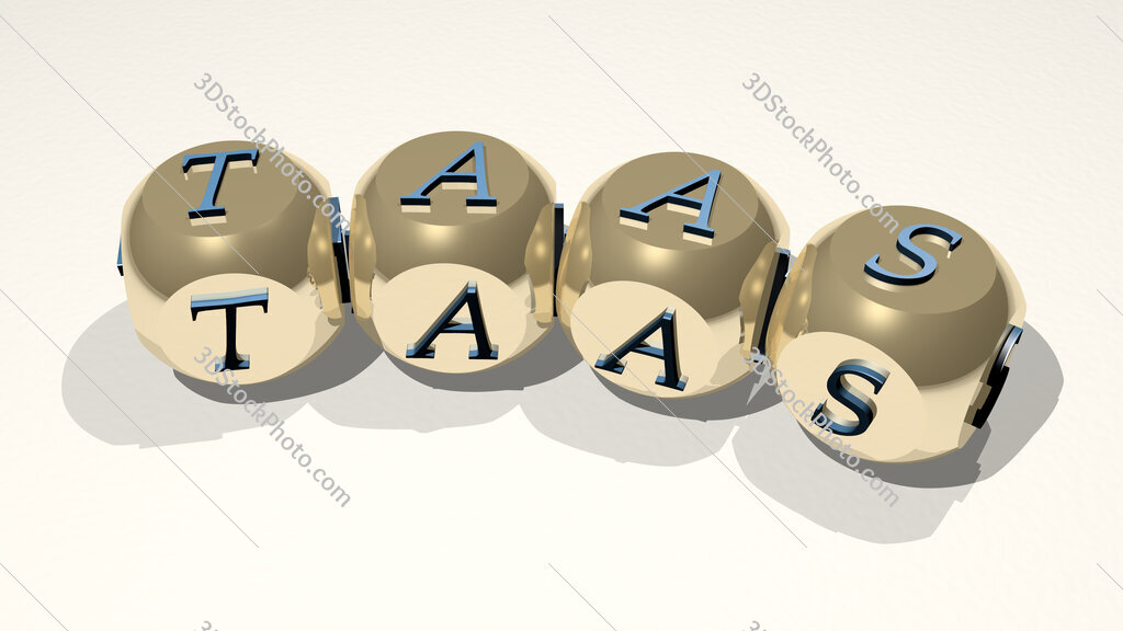 TAAS text of dice letters with curvature