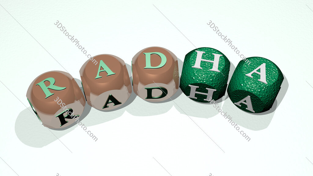 Radha text of dice letters with curvature