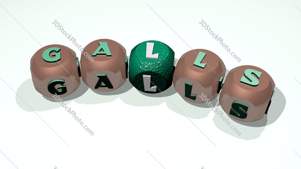 Galls text of dice letters with curvature