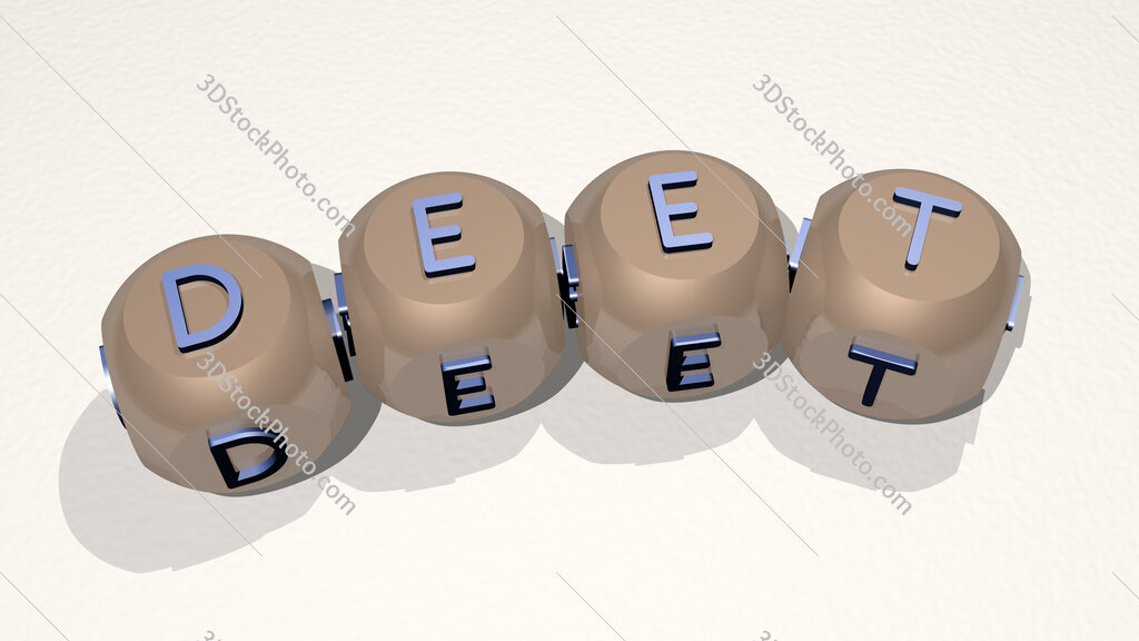 DEET text of dice letters with curvature