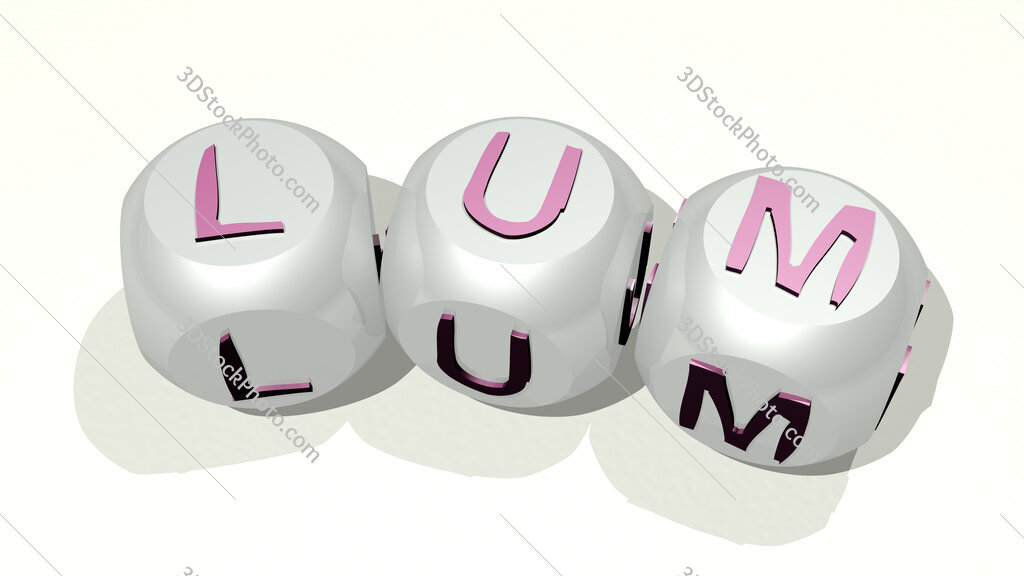 Lum text of dice letters with curvature