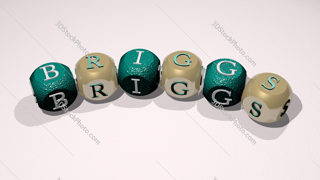 Briggs text of dice letters with curvature
