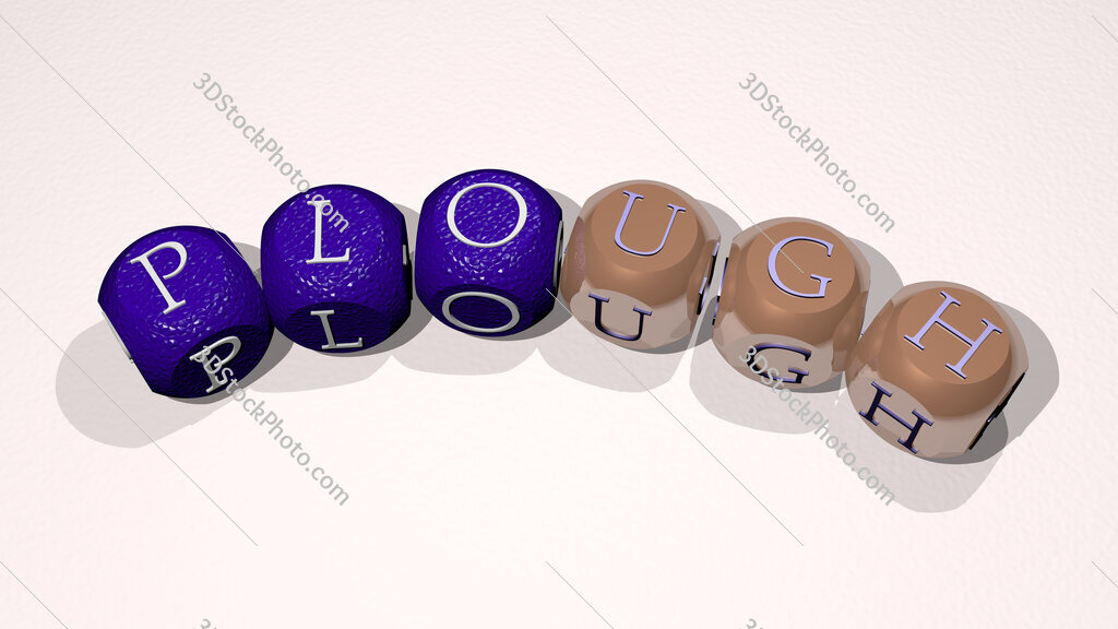 plough text of dice letters with curvature