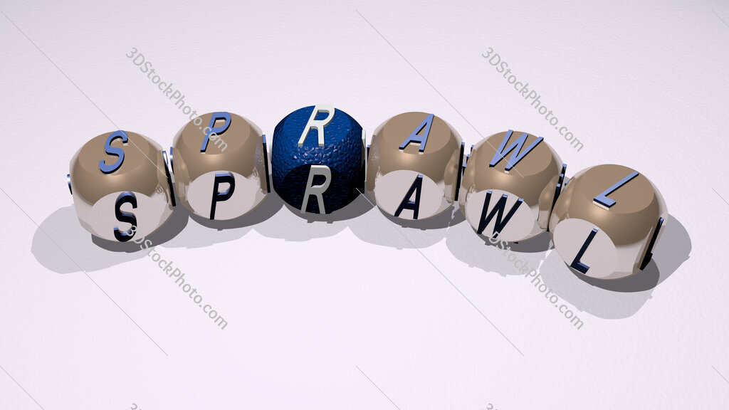 Sprawl text of dice letters with curvature