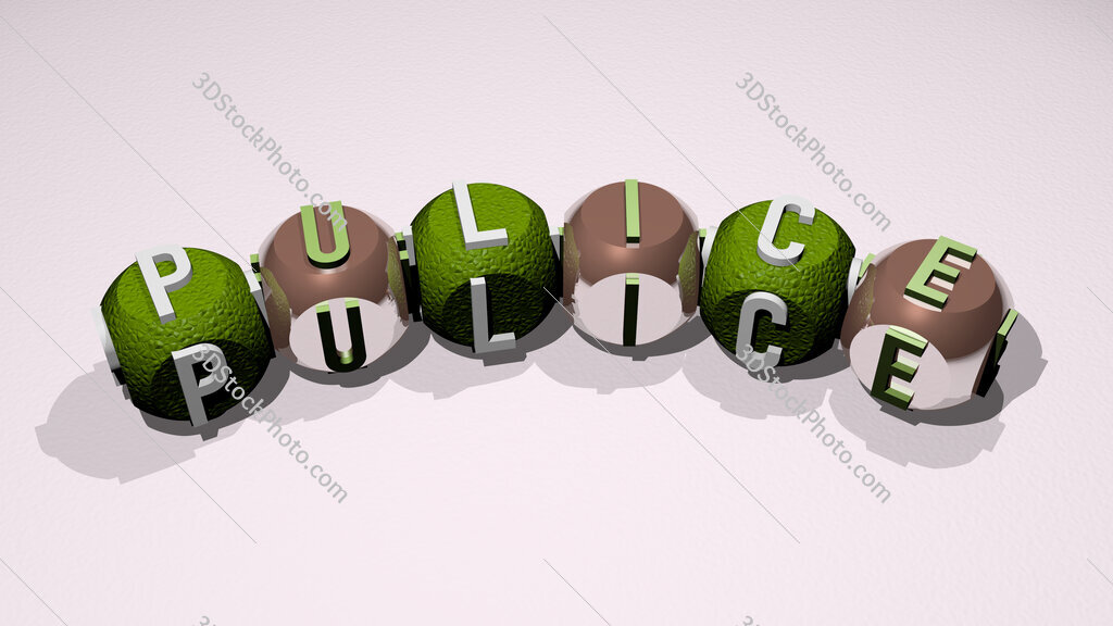 Pulice text of dice letters with curvature