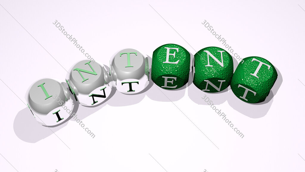 Intent text of dice letters with curvature