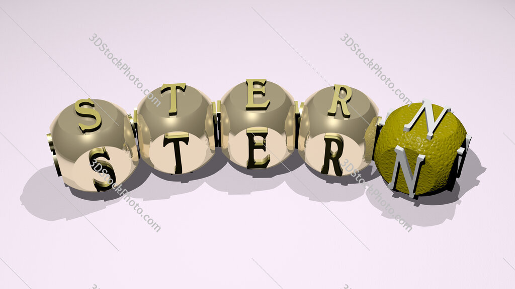 Stern text of dice letters with curvature