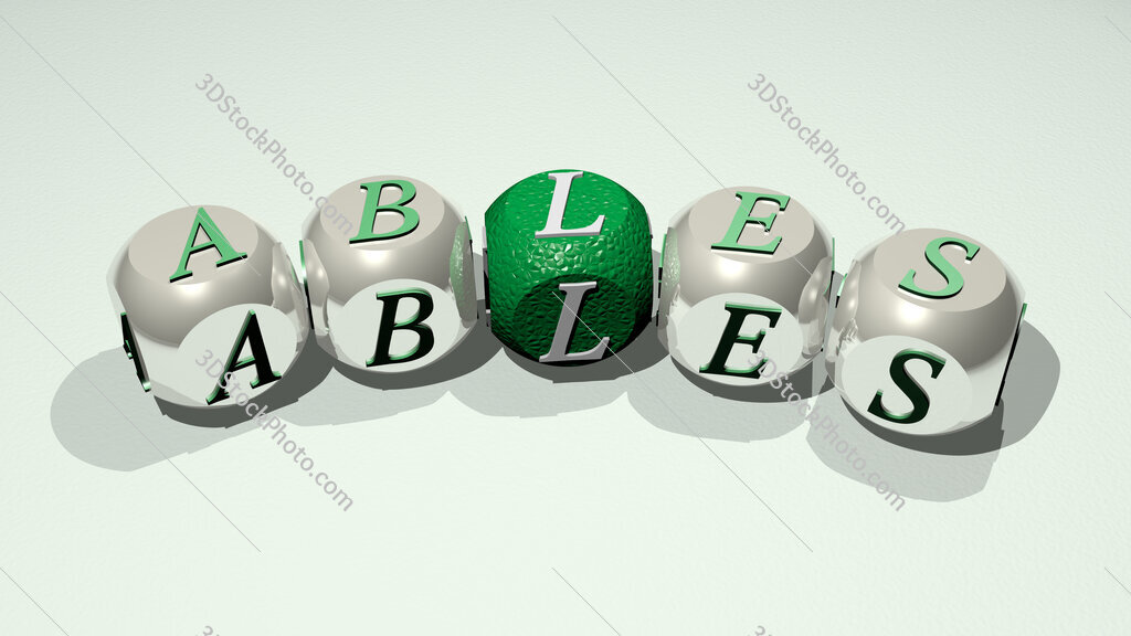 Ables text of dice letters with curvature