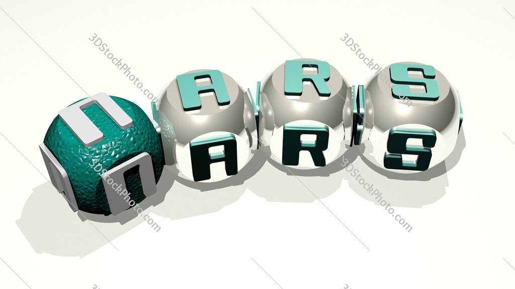 NARS text of dice letters with curvature