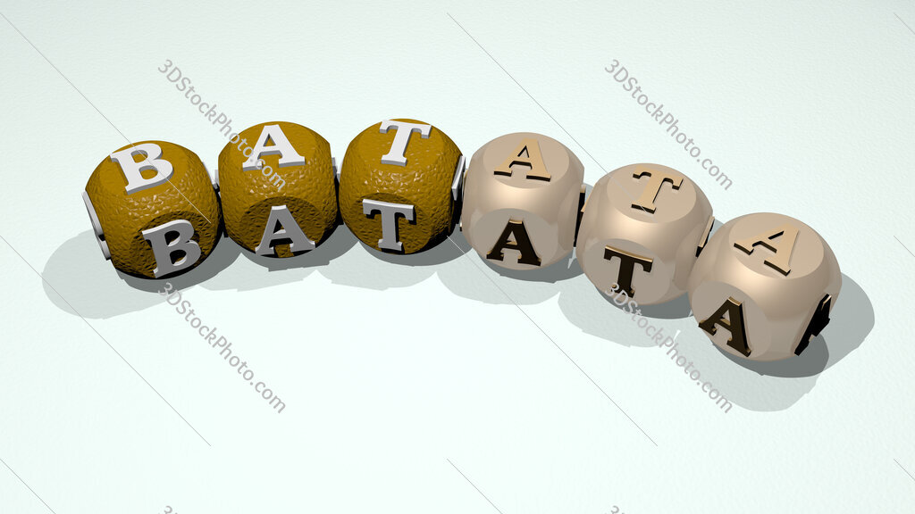 Batata text of dice letters with curvature