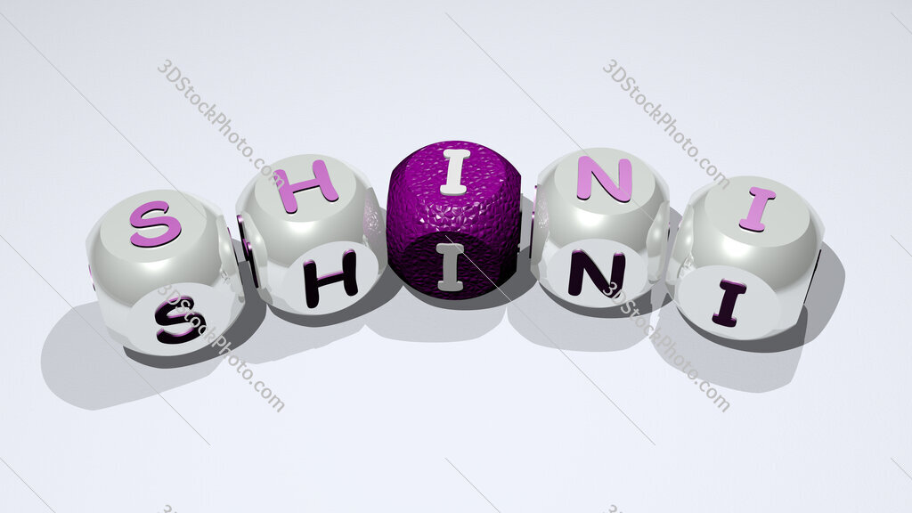 Shini text of dice letters with curvature