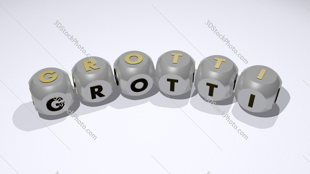 Grotti text of dice letters with curvature