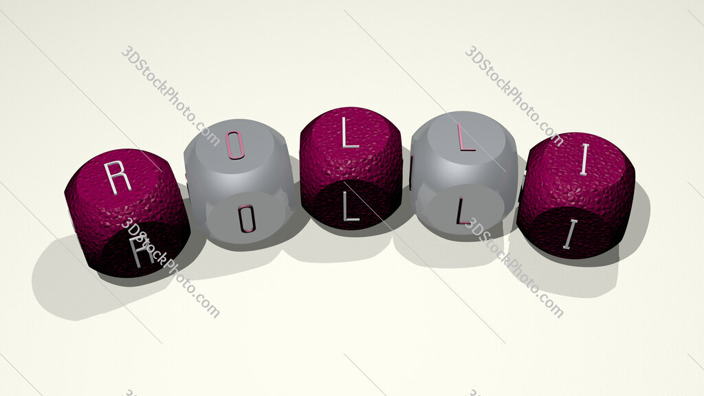Rolli text of dice letters with curvature