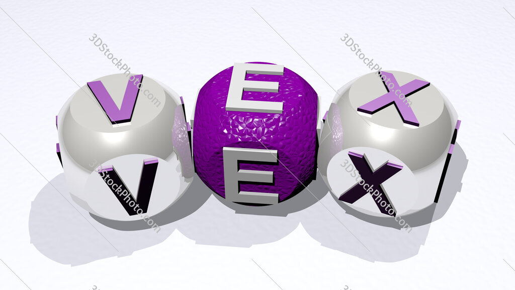 Vex text of dice letters with curvature