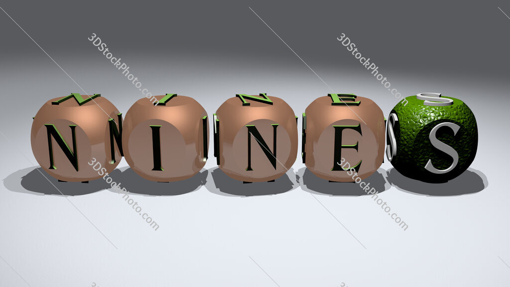 Nines text of cubic individual letters