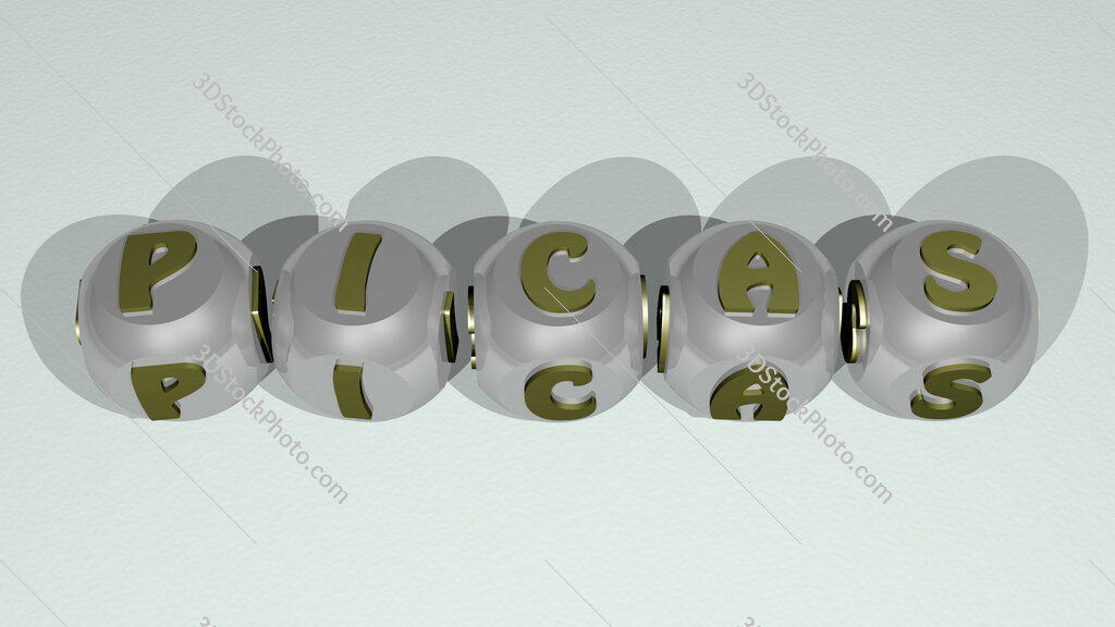 Picas text of cubic individual letters