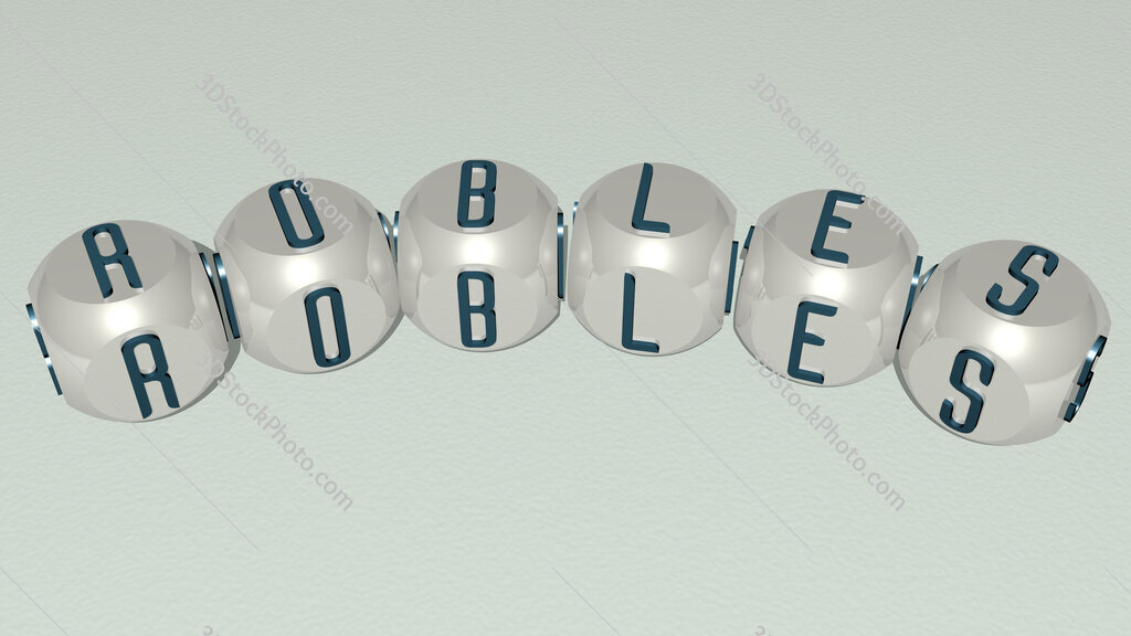 Robles curved text of cubic dice letters