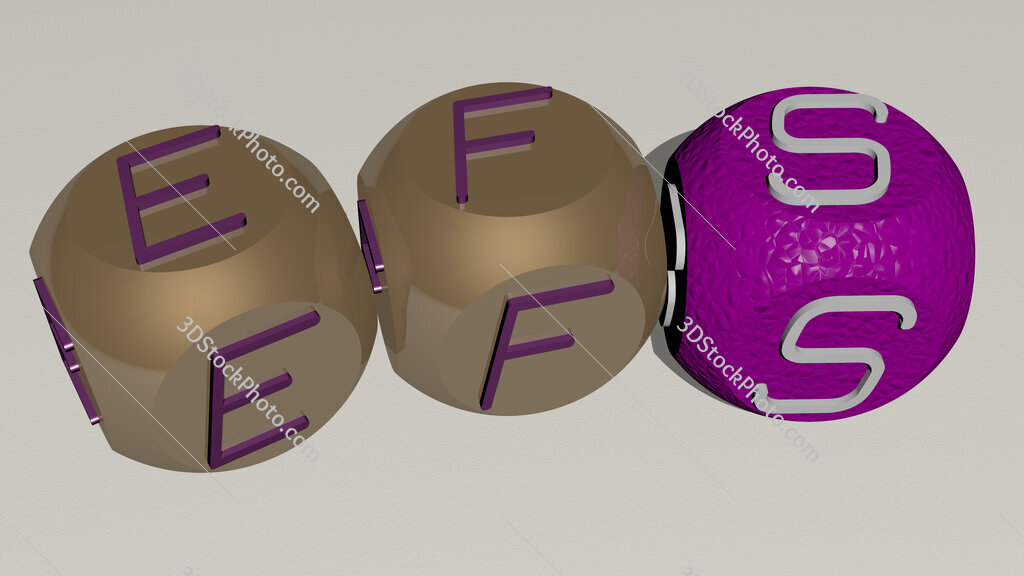 EFS curved text of cubic dice letters