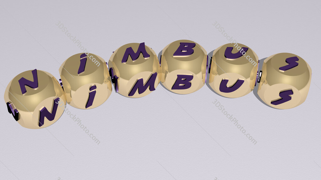 Nimbus curved text of cubic dice letters