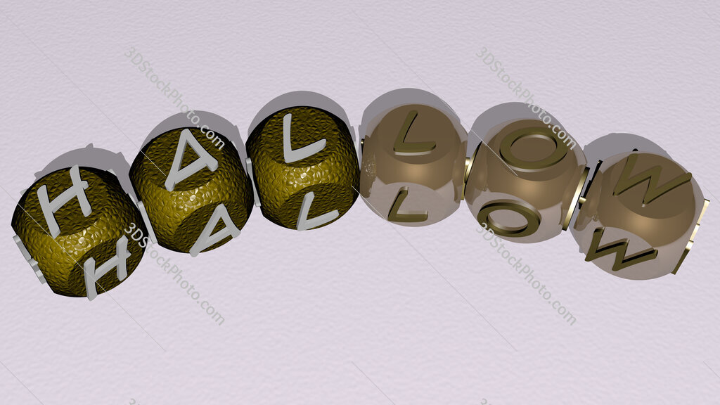 Hallow curved text of cubic dice letters