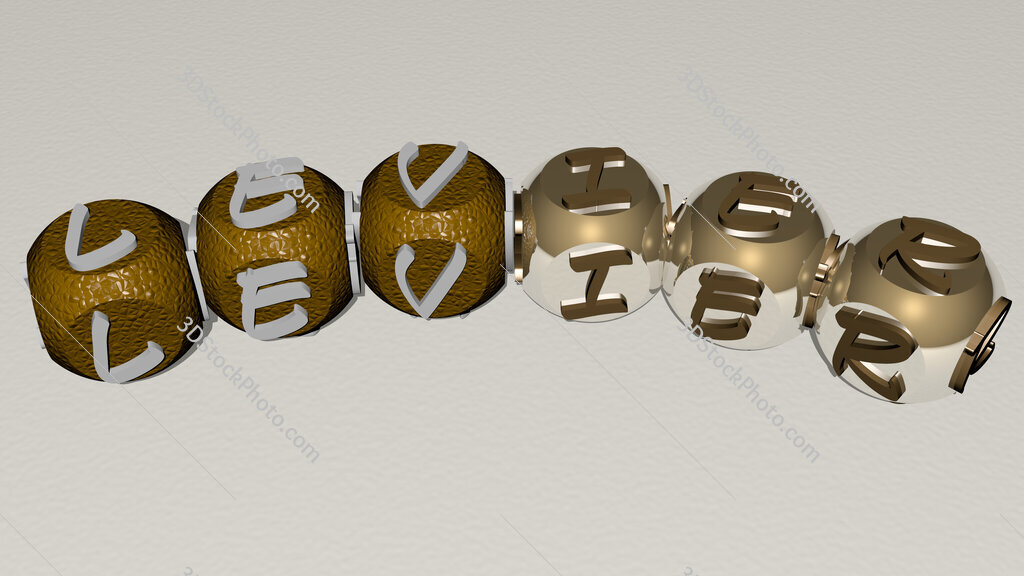 Levier curved text of cubic dice letters