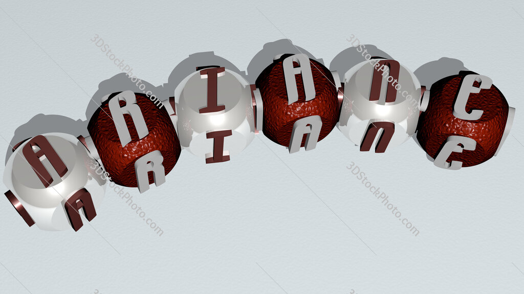 Ariane curved text of cubic dice letters