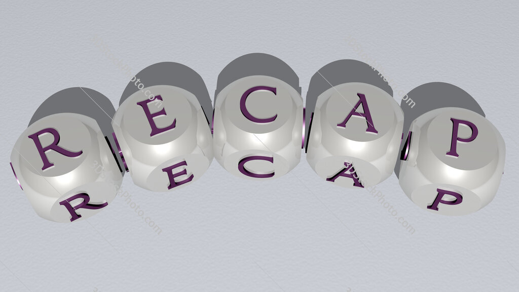 RECAP curved text of cubic dice letters