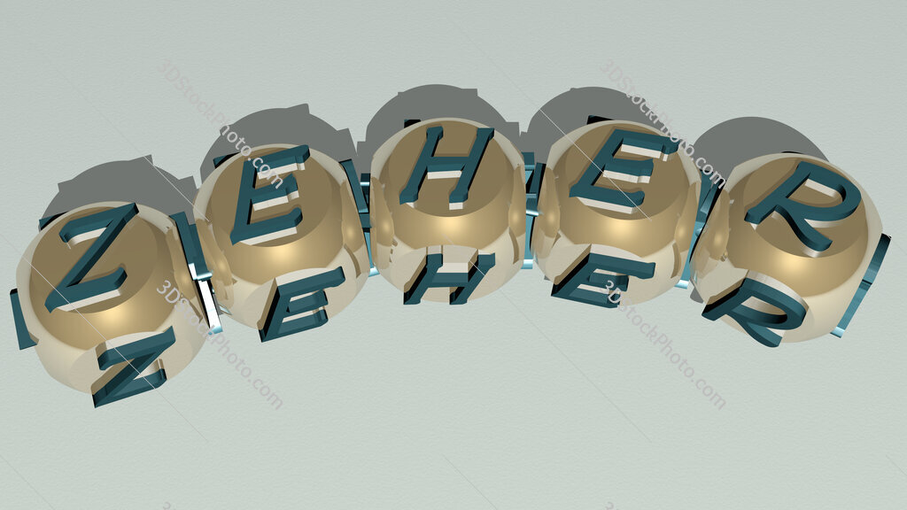 Zeher curved text of cubic dice letters