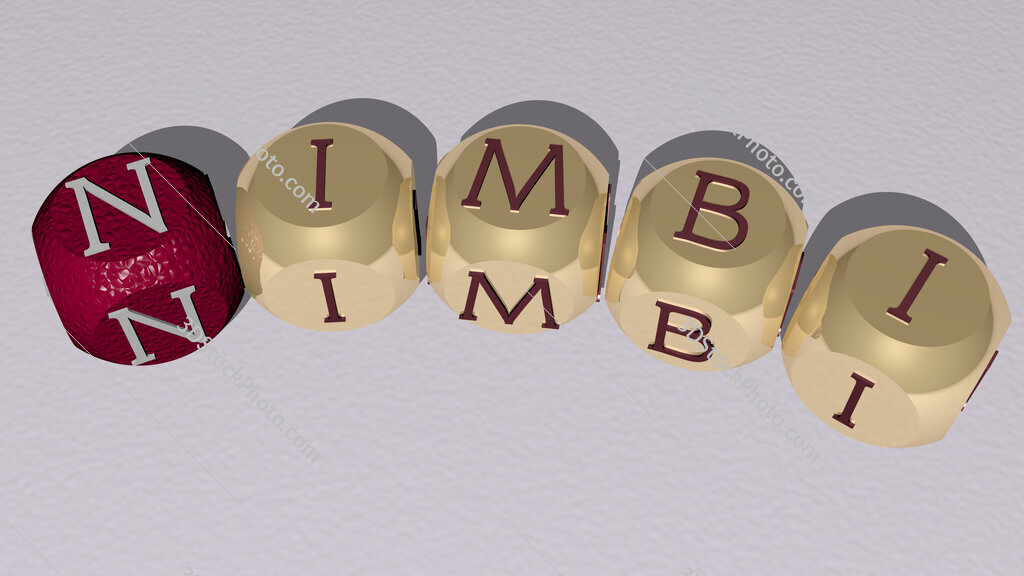 Nimbi curved text of cubic dice letters