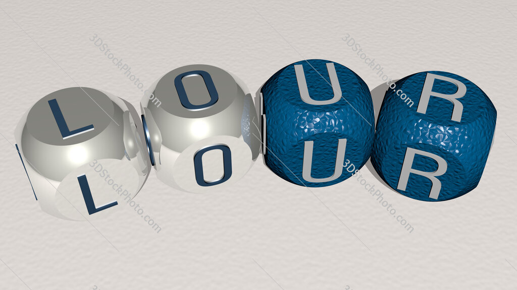 Lour curved text of cubic dice letters