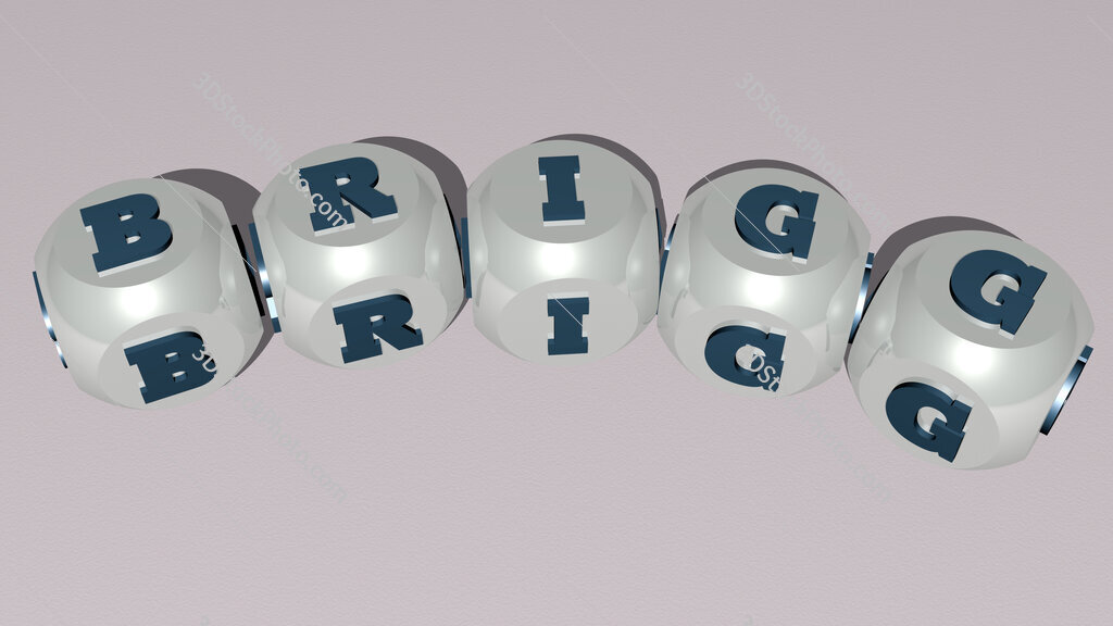 Brigg curved text of cubic dice letters