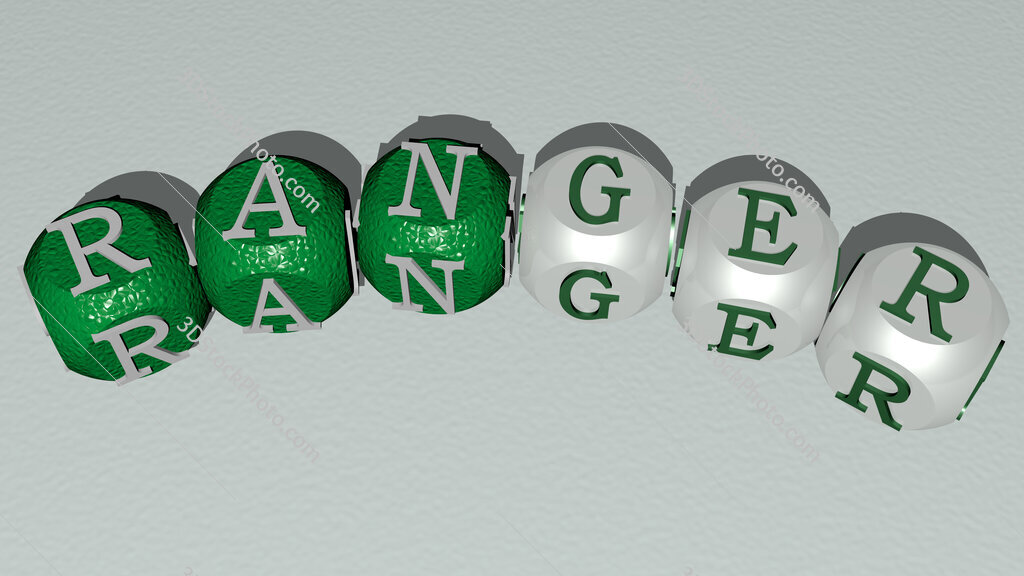 Ranger curved text of cubic dice letters