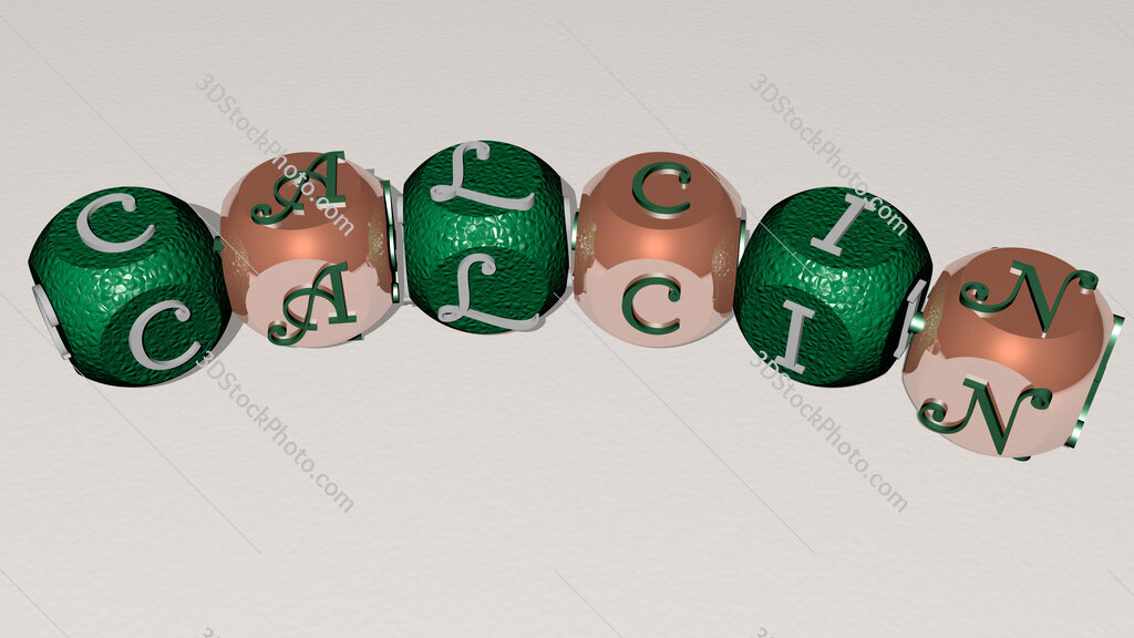 Calcin curved text of cubic dice letters